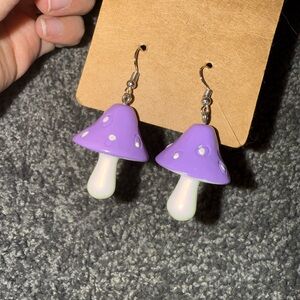 Purple Mushroom Earrings